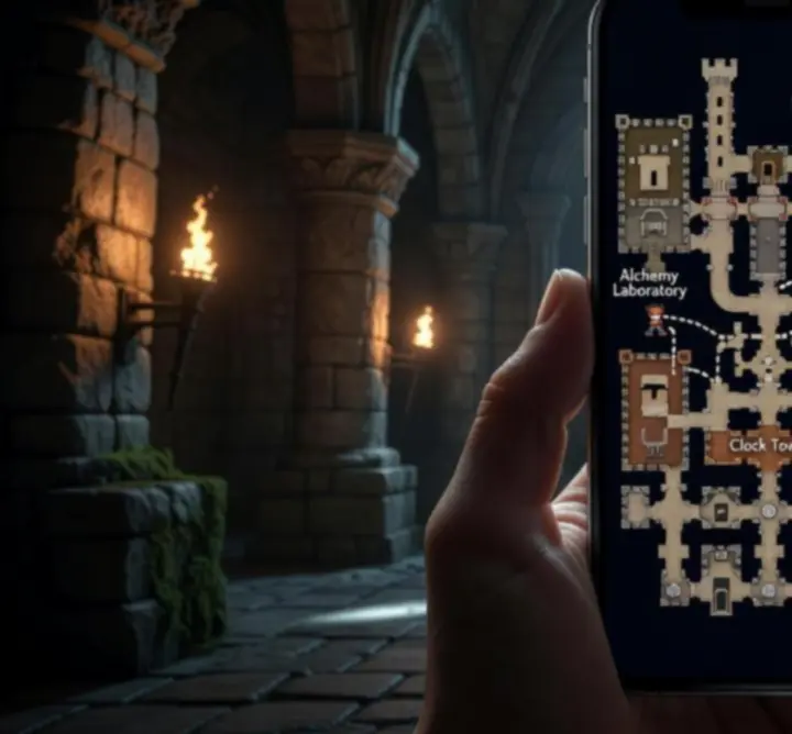 In-game castle map from the mobile version of Castlevania: Symphony of the Night