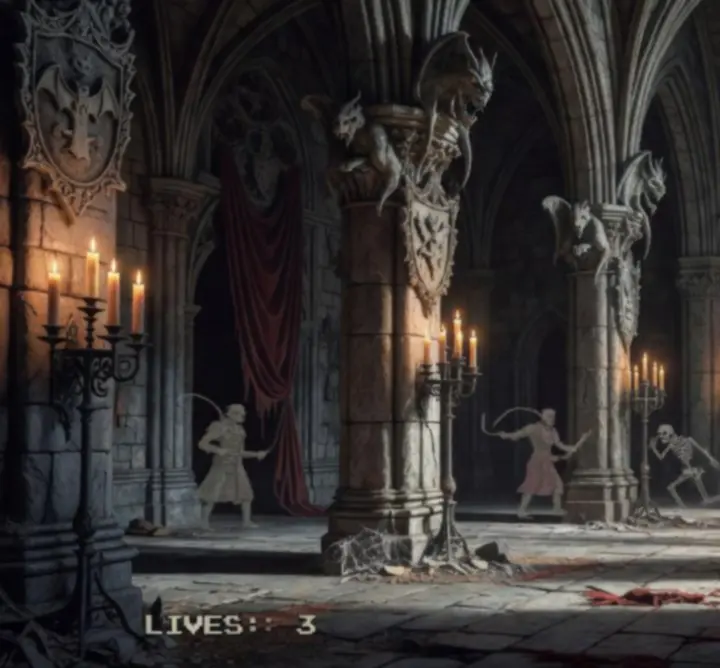 Richly detailed gothic castle hallway from Castlevania: Symphony of the Night Mobile